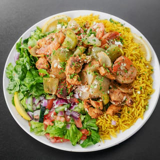 Mixed plate chicken and shrimp