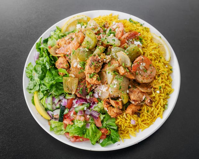 Mixed plate chicken and shrimp