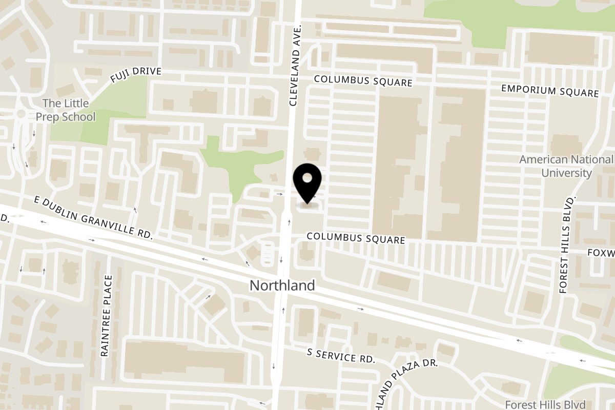 Map showing the location of Palm and Spice on 5710 Cleveland Ave in Columbus
